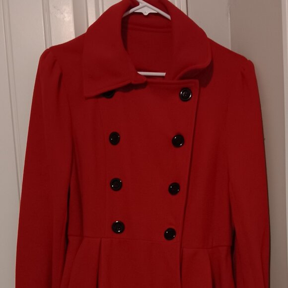 Unlisted Classic Red Double-Breasted Wool-Blend Peacoat Sz M - Picture 1 of 3